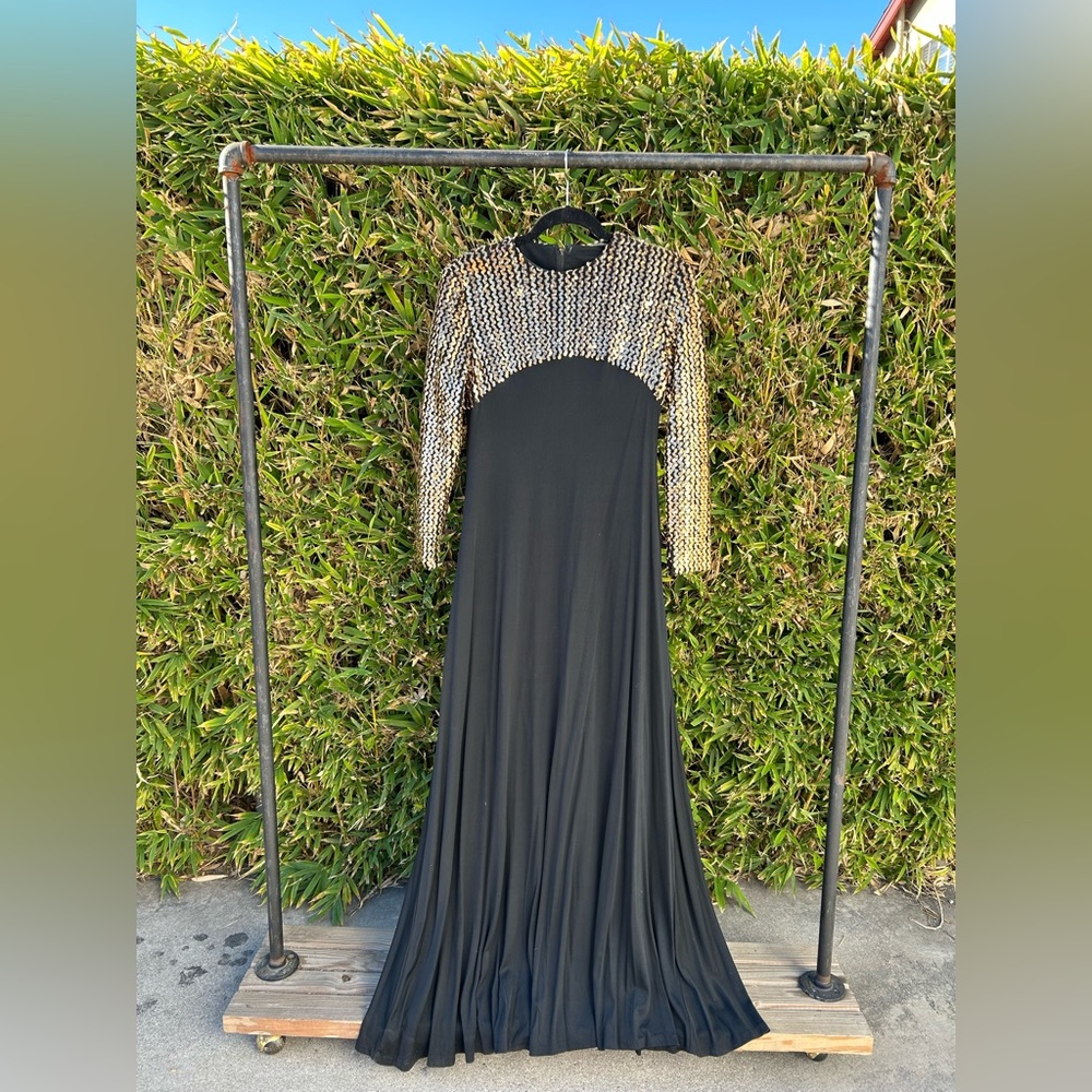 1970s Vintage Gold Sequence Dress